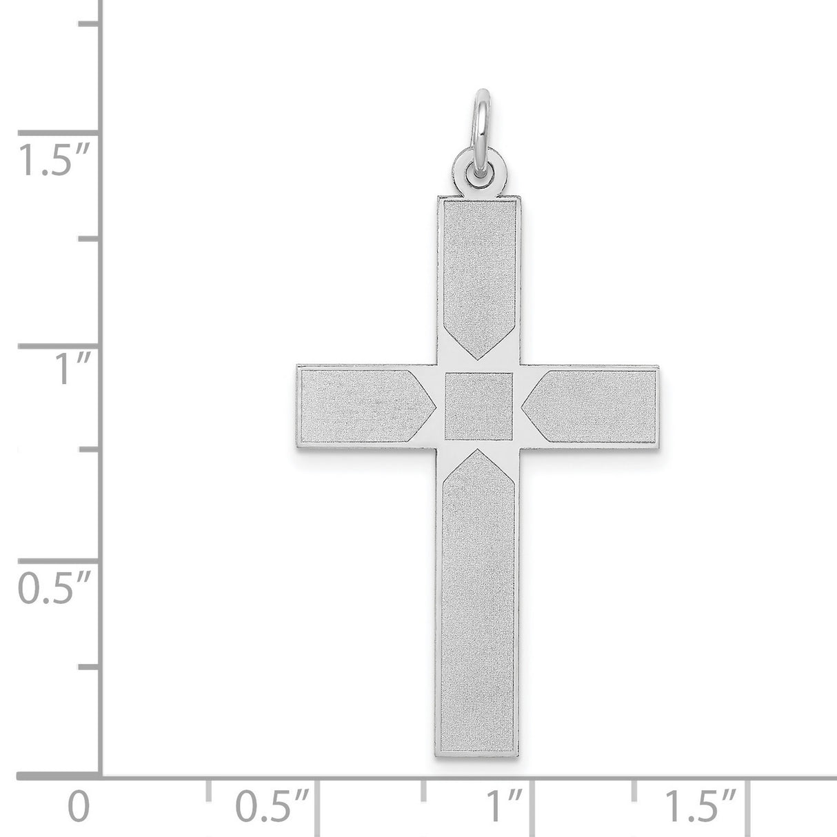 Engravable Latin Cross Charm Pendant in Real 14k White Gold