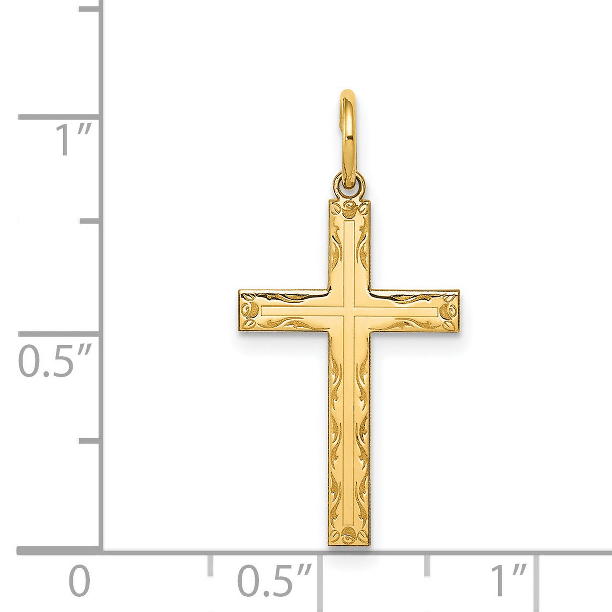 Latin Cross Charm Pendant in Real 14k Yellow Gold