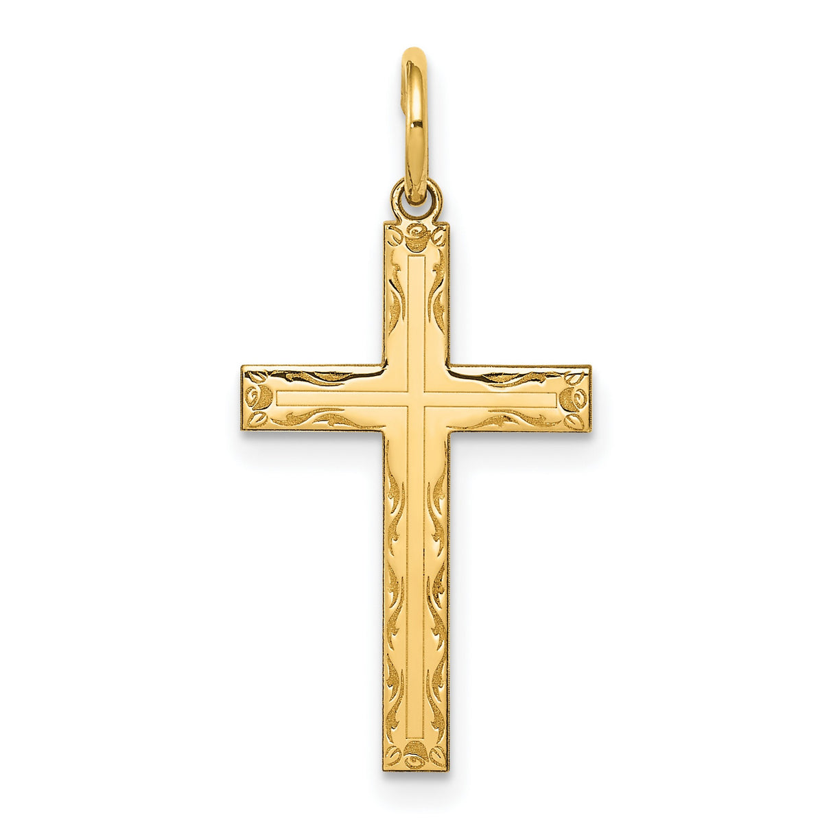 Latin Cross Charm Pendant in Real 14k Yellow Gold