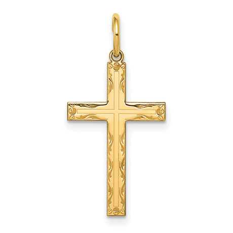 Latin Cross Charm Pendant in Real 14k Yellow Gold