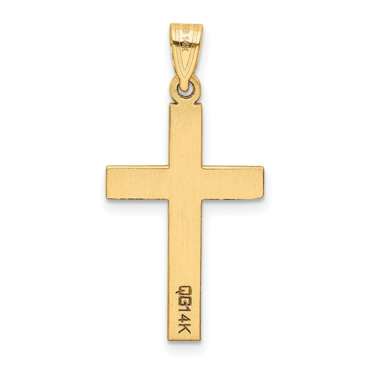 Flat Satin Latin Cross Charm Pendant in Real 14k Yellow Gold