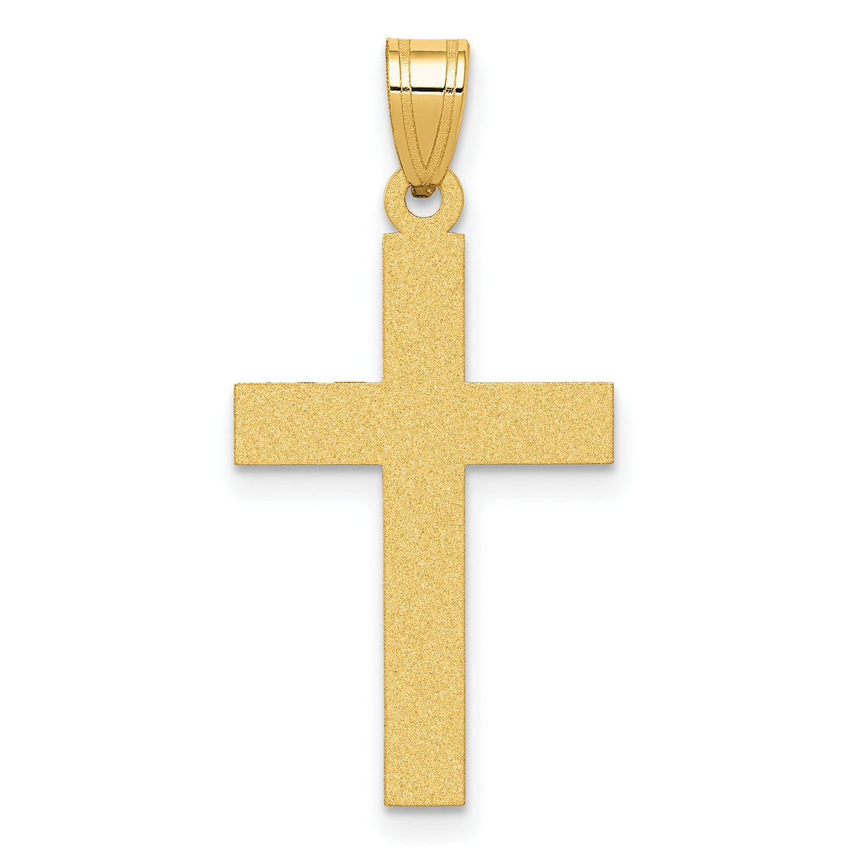 Flat Satin Latin Cross Charm Pendant in Real 14k Yellow Gold