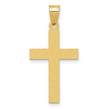 Flat Satin Latin Cross Charm Pendant in Real 14k Yellow Gold