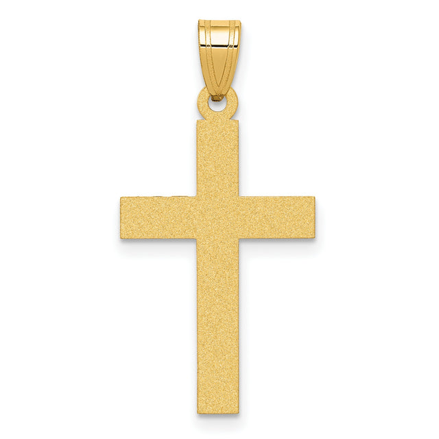 Flat Satin Latin Cross Charm Pendant in Real 14k Yellow Gold