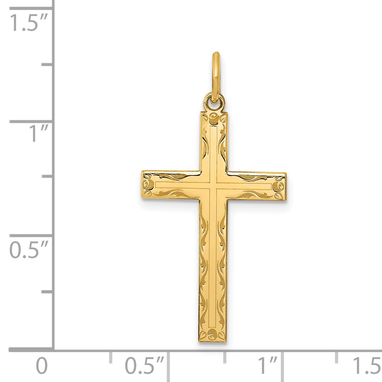 Engravable Latin Cross Charm Pendant in Real 14k Yellow Gold