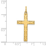 Engravable Latin Cross Charm Pendant in Real 14k Yellow Gold