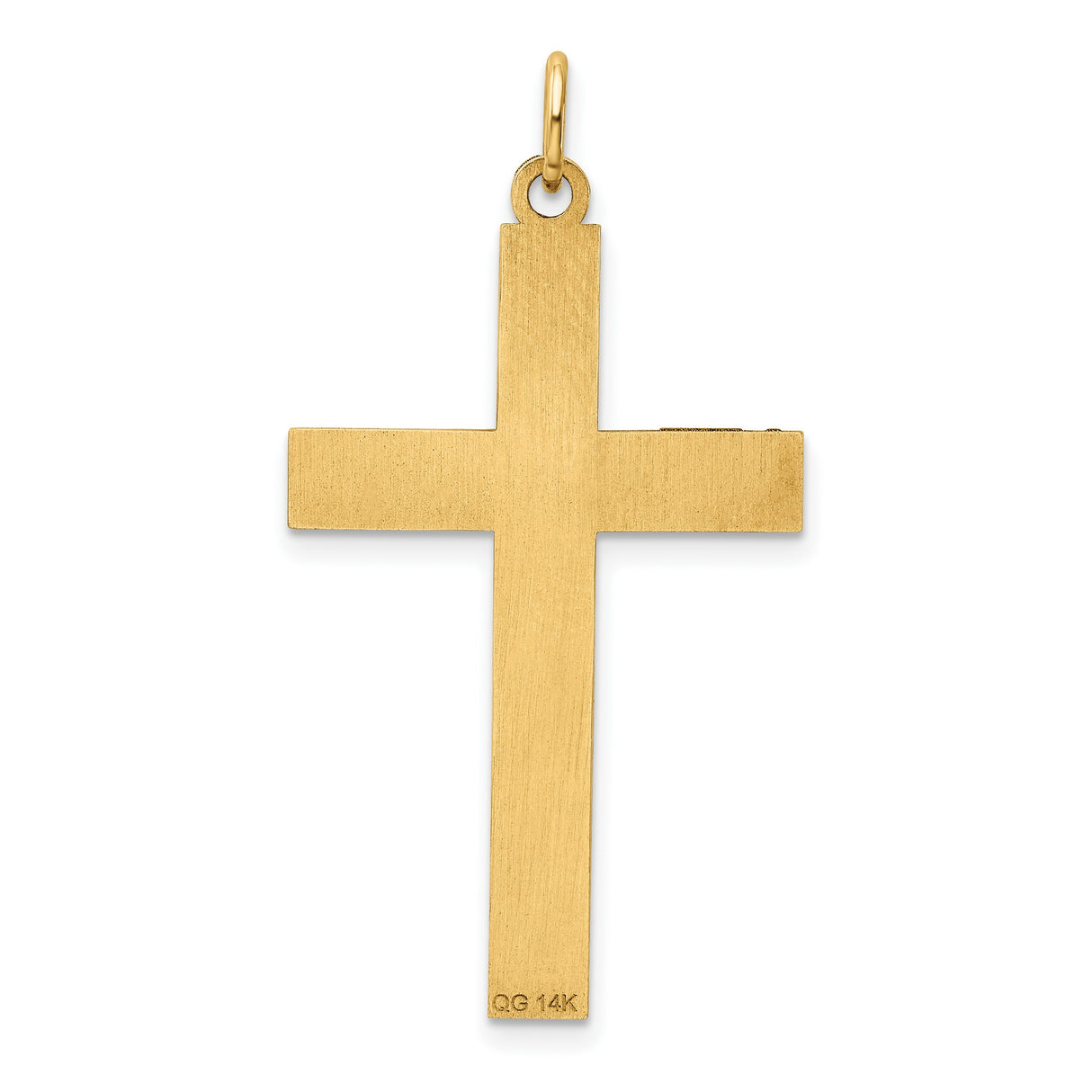 Engravable Latin Cross Charm Pendant in Real 14k Yellow Gold