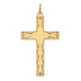 Engravable Latin Cross Charm Pendant in Real 14k Yellow Gold