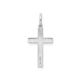 14k White Gold Cross Pendant with Textured Design, Religious Charm for Women