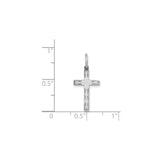14k White Gold Cross Pendant with Textured Design, Religious Charm for Women