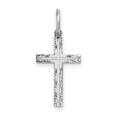 Latin Cross Charm Pendant in Real 14k White Gold