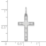 Latin Cross Charm Pendant in Real 14k White Gold