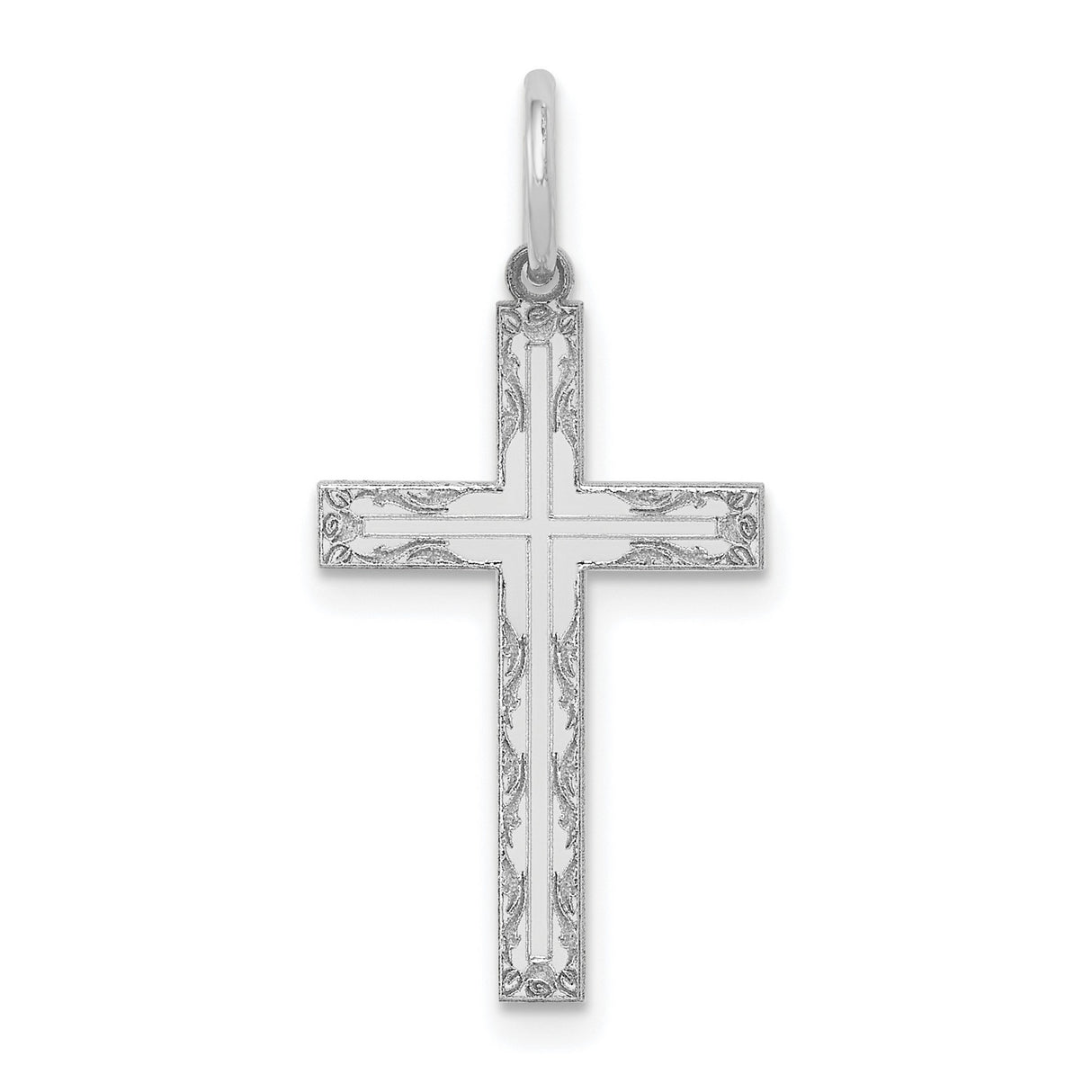 Latin Cross Charm Pendant in Real 14k White Gold