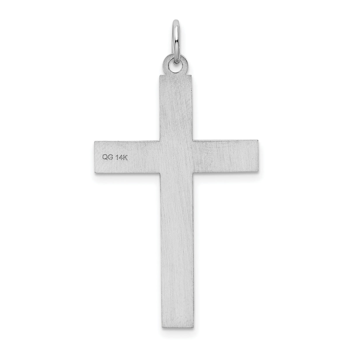 Engravable Latin Cross Charm Pendant in Real 14k White Gold