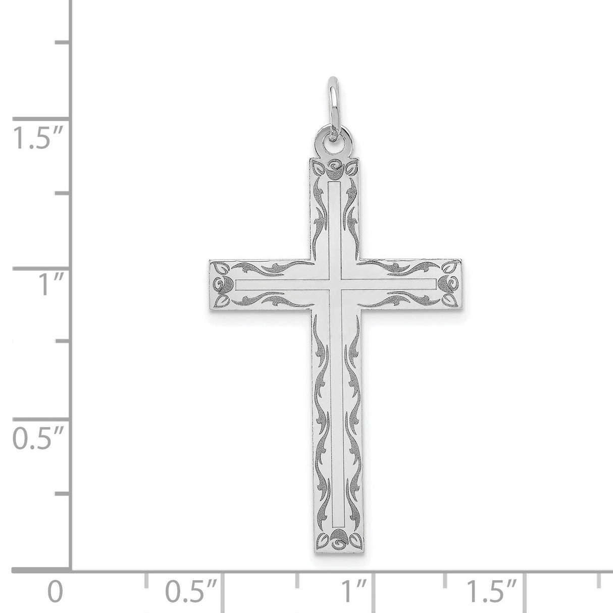 Engravable Latin Cross Charm Pendant in Real 14k White Gold