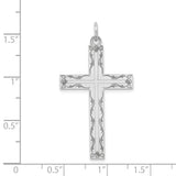 Engravable Latin Cross Charm Pendant in Real 14k White Gold