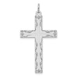 Engravable Latin Cross Charm Pendant in Real 14k White Gold