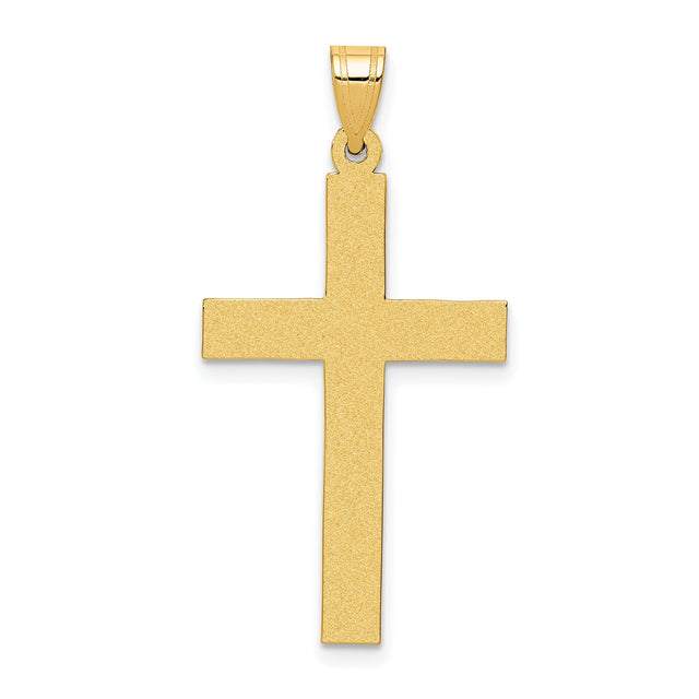 14k Yellow Gold Cross Pendant, Polished Classic Latin Cross Design, Religious Jewelry