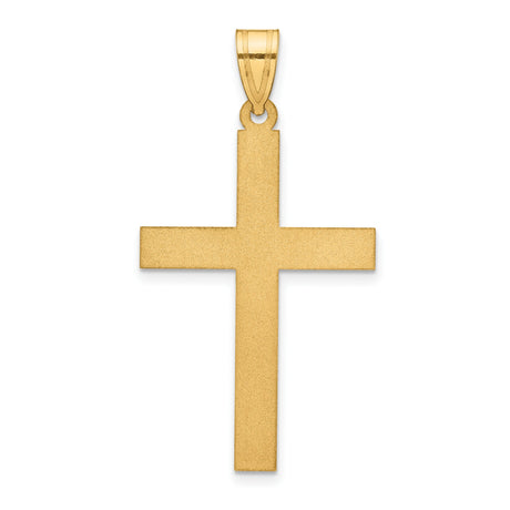 Engravable Latin Cross Charm Pendant in Real 14k Yellow Gold