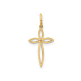 14k Yellow Gold Cross Pendant with Open Marquise Design, Dainty Religious Jewelry for Women