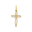 14k Yellow Gold Cross Pendant with Open Marquise Design, Dainty Religious Jewelry for Women