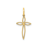14k Yellow Gold Cross Pendant with Open Marquise Design, Dainty Religious Jewelry for Women