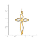 14k Yellow Gold Marquise Cross Pendant with Open Design, Polished Christian Charm for Women