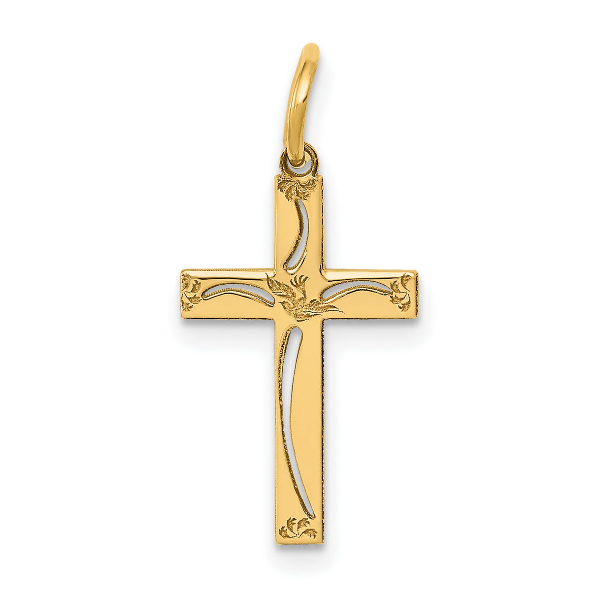 Latin Cross Charm Pendant in Real 14k Yellow Gold