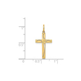 14k Yellow Gold Cross Pendant with Floral and Vine Design, Christian Religious Jewelry for Women