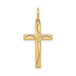 14k Yellow Gold Cross Pendant with Floral and Vine Design, Christian Religious Jewelry for Women