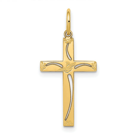 Latin Cross Charm Pendant in Real 14k Yellow Gold