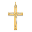 14k Yellow Gold Cross Pendant with Dove and Floral Details, Christian Religious Charm