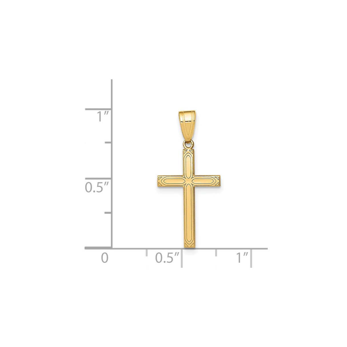 14k Yellow Gold Cross Pendant, Traditional Christian Religious Symbol for Men and Women