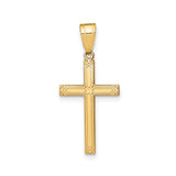 14k Yellow Gold Cross Pendant, Traditional Christian Religious Symbol for Men and Women