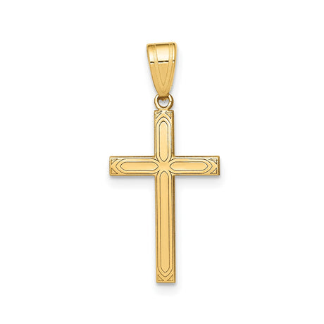 14k Yellow Gold Cross Pendant, Traditional Christian Religious Symbol for Men and Women