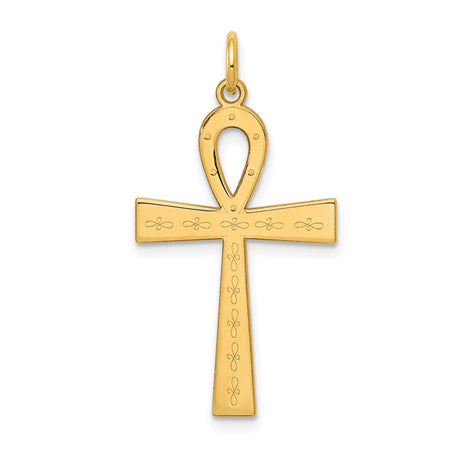 14k Yellow Gold Ankh Cross Pendant, Egyptian Symbol of Life and Immortality, Unisex Jewelry