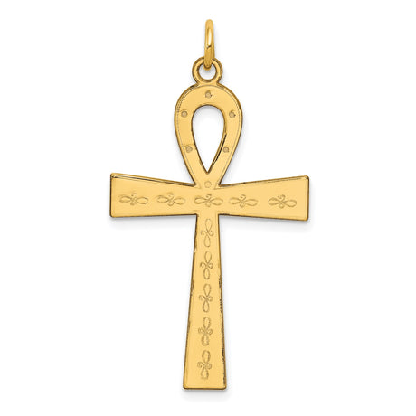14k Yellow Gold Ankh Cross Pendant with Detailing, Egyptian Symbol of Eternal Life