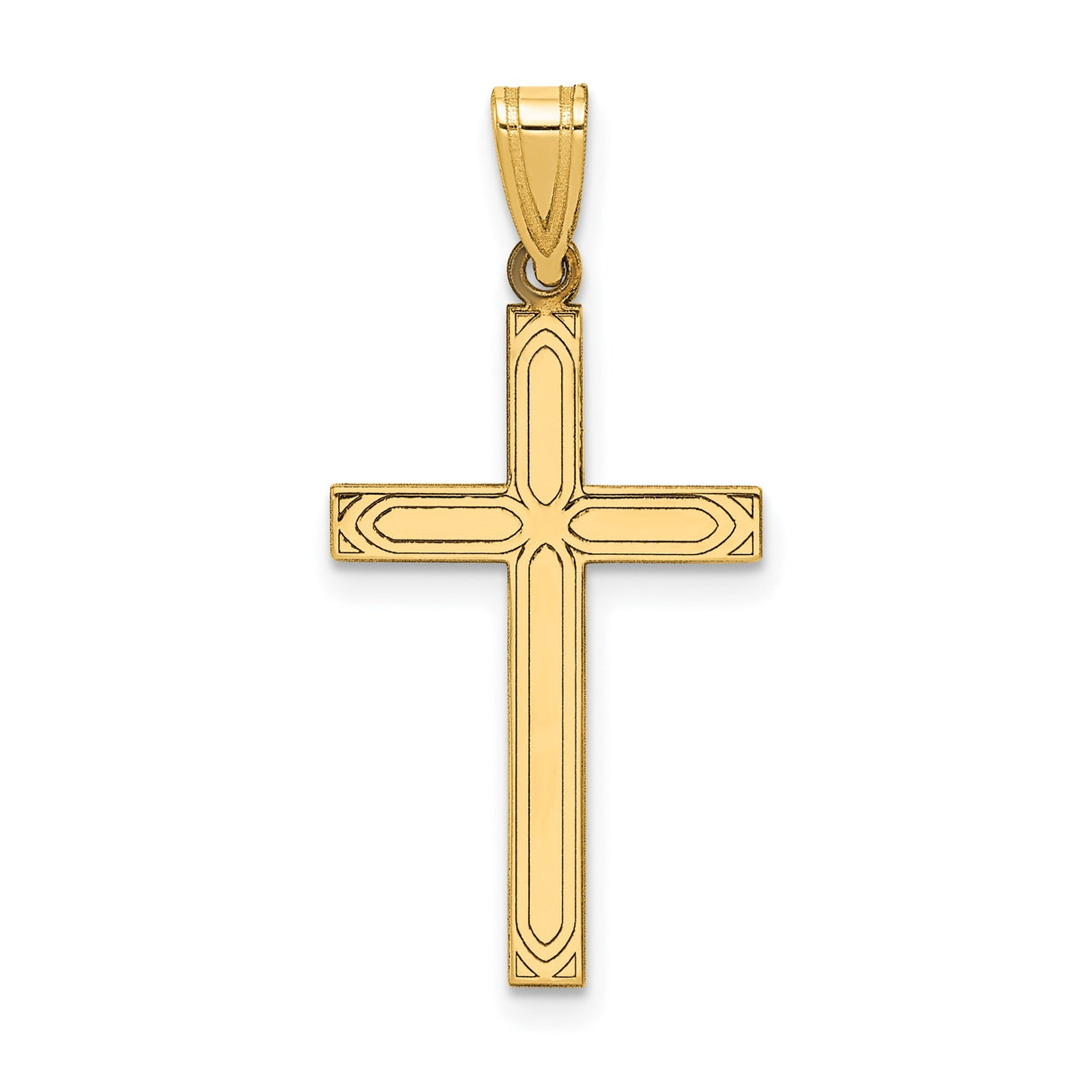 14k Yellow Gold Cross Pendant, Christian Religious Charm for Men and Women