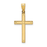 14k Yellow Gold Cross Pendant, Christian Religious Charm for Men and Women