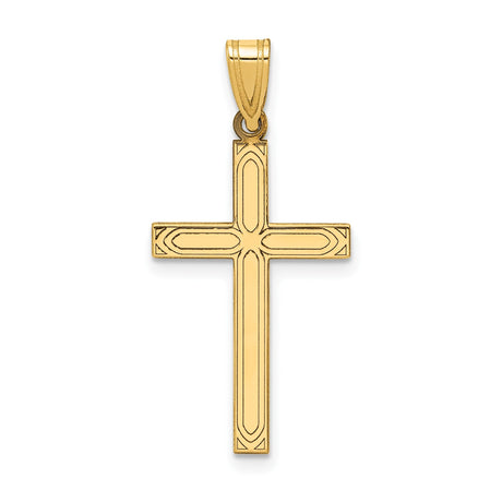 14k Yellow Gold Cross Pendant, Christian Religious Charm for Men and Women