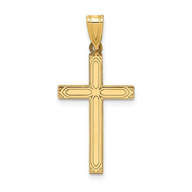14k Yellow Gold Cross Pendant, Christian Religious Charm for Men and Women