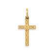 14k Yellow Gold Cross Pendant with Ichthys Fish Symbol, Christian Religious Jewelry