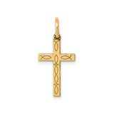 14k Yellow Gold Cross Pendant with Ichthys Fish Symbol, Christian Religious Jewelry