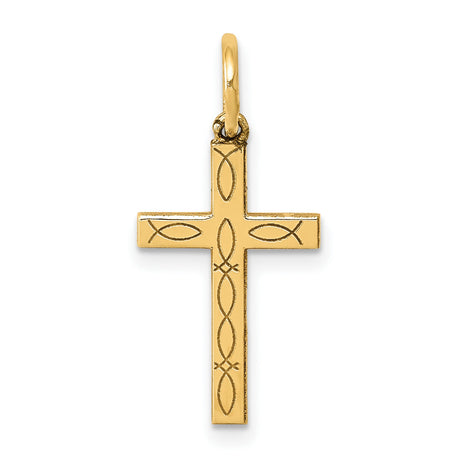 Latin Cross Charm Pendant in Real 14k Yellow Gold