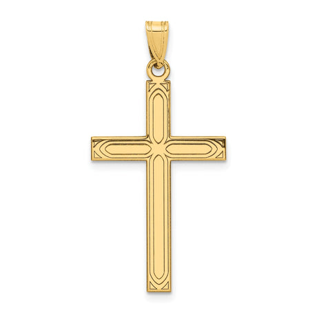 14k Yellow Gold Cross Pendant, Polished Latin Christian Symbol for Men and Women