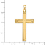 Solid Engravable Latin Cross Charm Pendant in Real 14k Yellow Gold