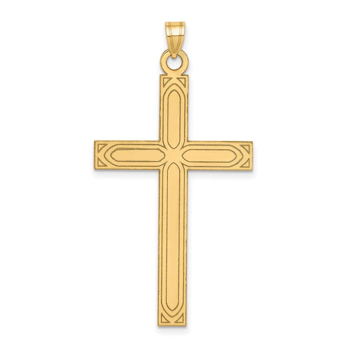 Solid Engravable Latin Cross Charm Pendant in Real 14k Yellow Gold