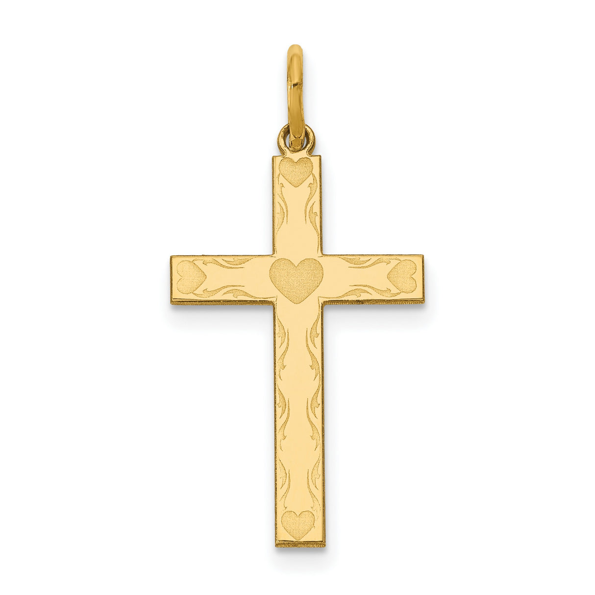 Latin Cross Charm Pendant in Real 14k Yellow Gold