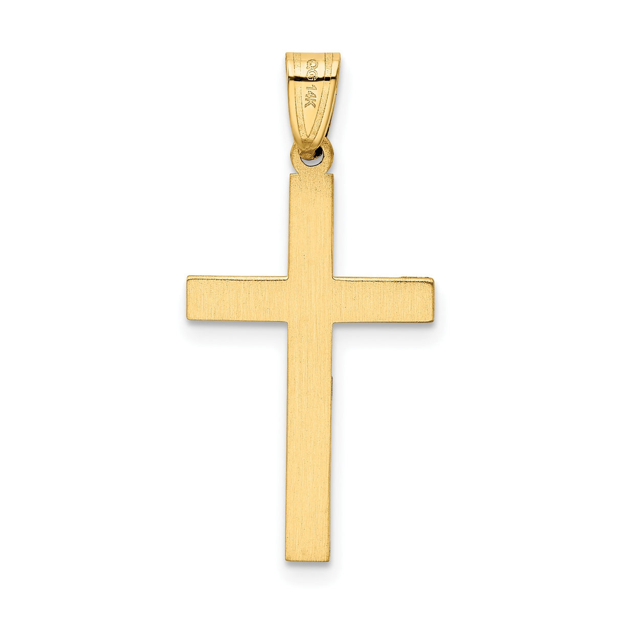 14k Yellow Gold Cross Pendant, Polished Latin Style, Christian Religious Jewelry for Men or Women