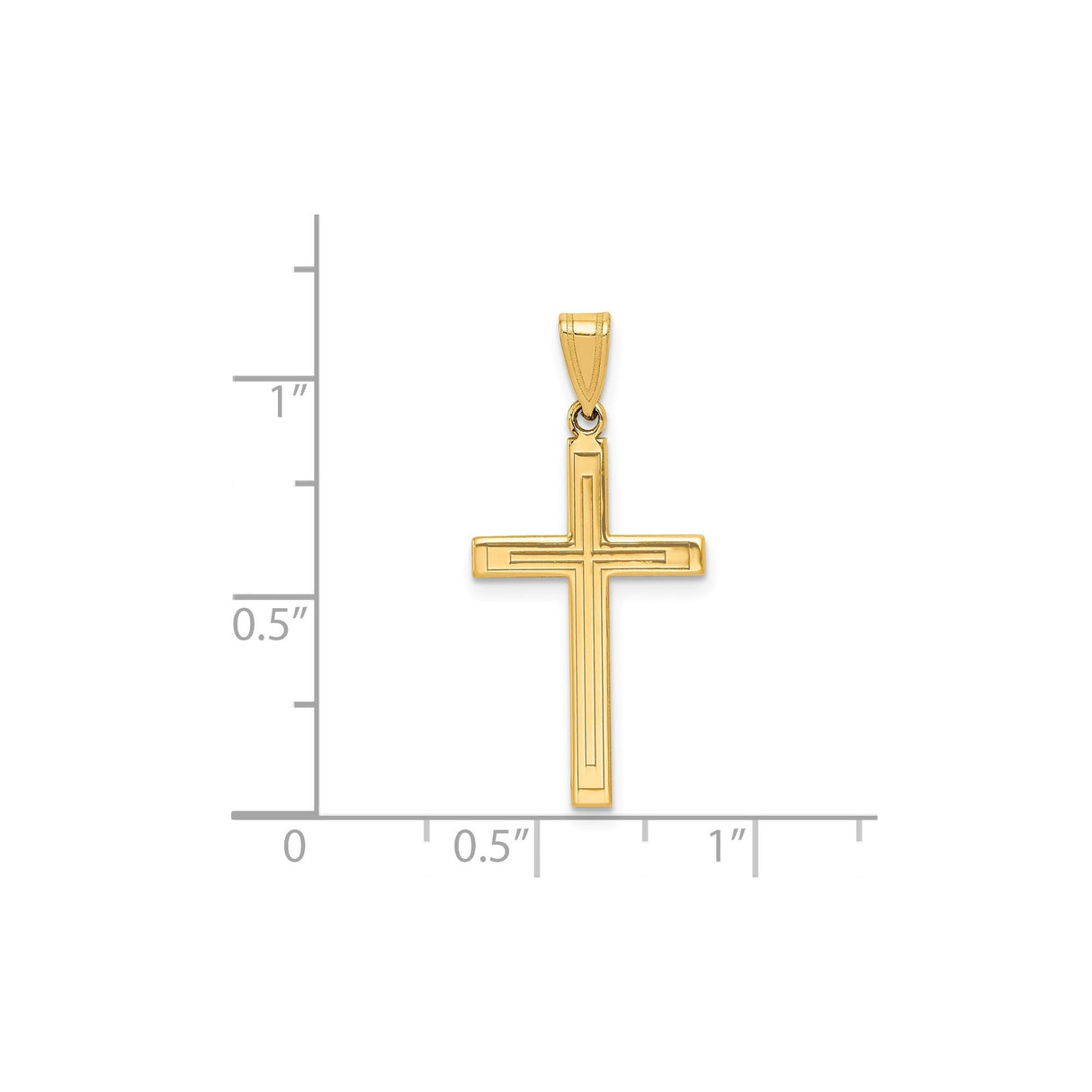 14k Yellow Gold Cross Pendant, Polished Latin Style, Christian Religious Jewelry for Men or Women